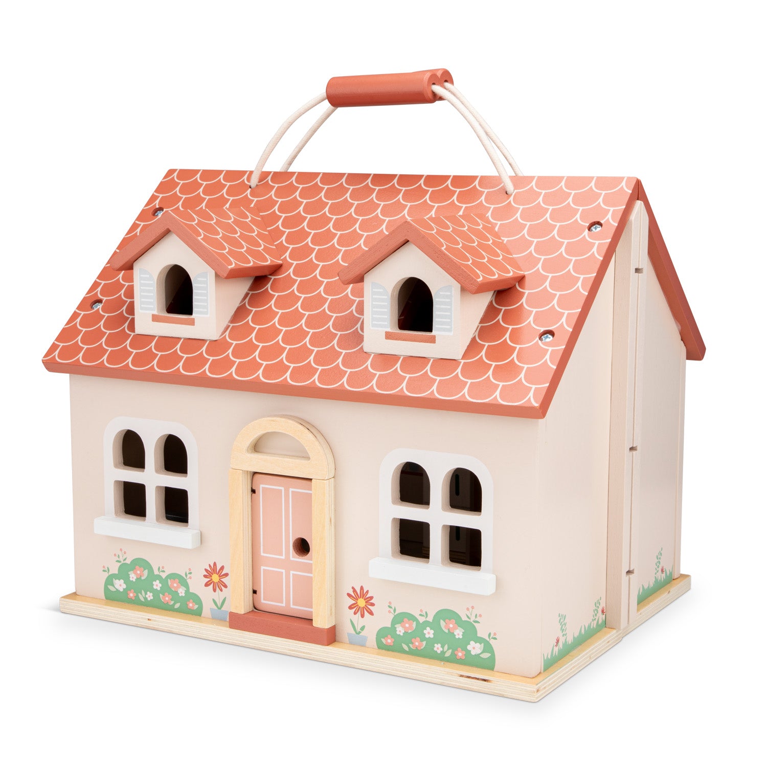 Wooden toy foldable dollhouse + furniture for children from woet