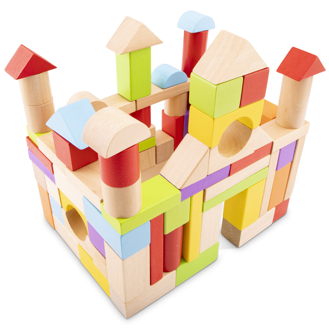 Wooden toy wooden building blocks colorful 100 pieces for children from woet