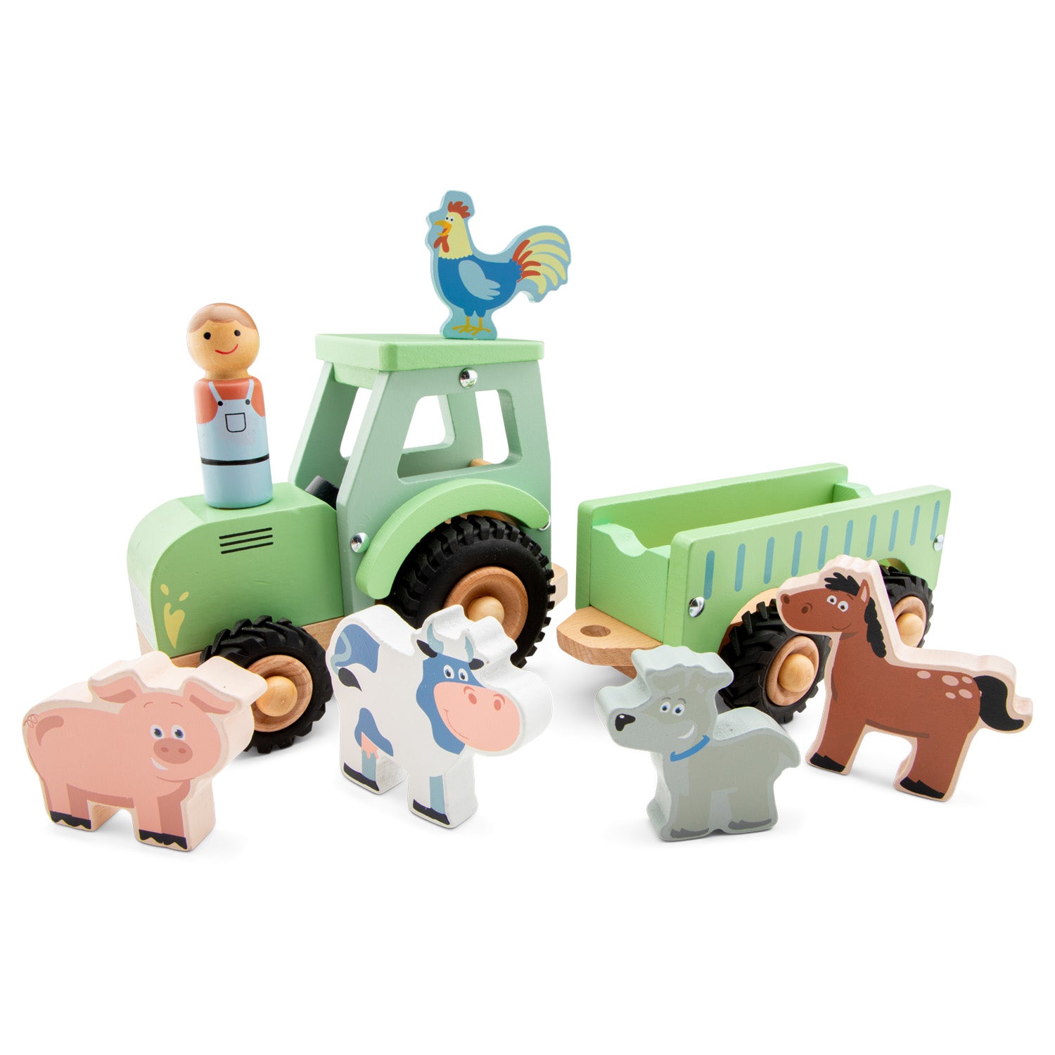 Matches21 Traktor Holz Bastelset Für Kinder Ab 8 Jahren – DIY Modell Mit Anhänger Zum Selbstbauen